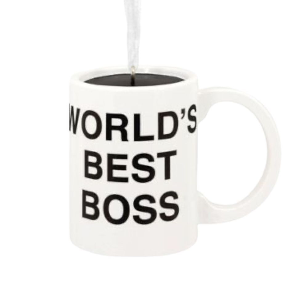 New Hallmark The Office Coffee Mug Christmas Tree Ornament Funny Best Boss Gift